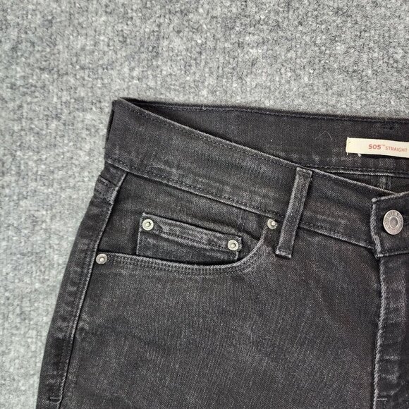 Levis 505 Straight Leg Womens Mid Rise Stretch Charcoal Wash Jeans Size 27 - Picture 2 of 13